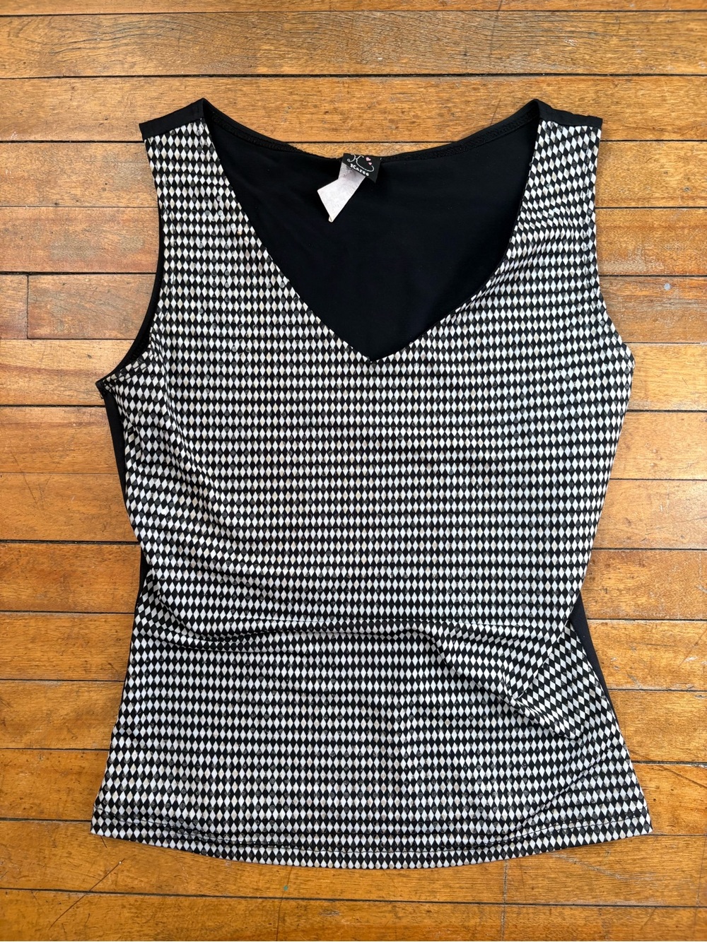 Vintage Black and White Harlequin Style Top
